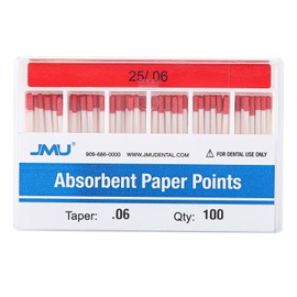 JMU Absorbent Paper Points .06 Taper #25, Spill-Proof Box, 100pcs/Pack
