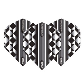 RED DRAGON Hardcore Radical White and Black Geometric Dart Flight - 4 Sets per Pack (Total 12 Dart Flights)