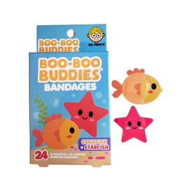 Boo Boo Buddies Kids Adhesive Bandages, Kids Self-Adhesive Sterile Bandages Pack for Toddler Girls & Boys, Adults First Aid, Protect Scrapes and Cuts | 24 Pcs (Goldfish + Starfish)