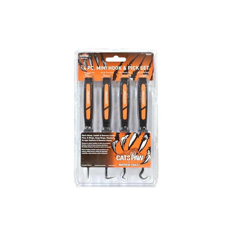 Mayhew Tools 60003 CatsPaw Mini Hook and Pick Set, Chrome-Vanadium,