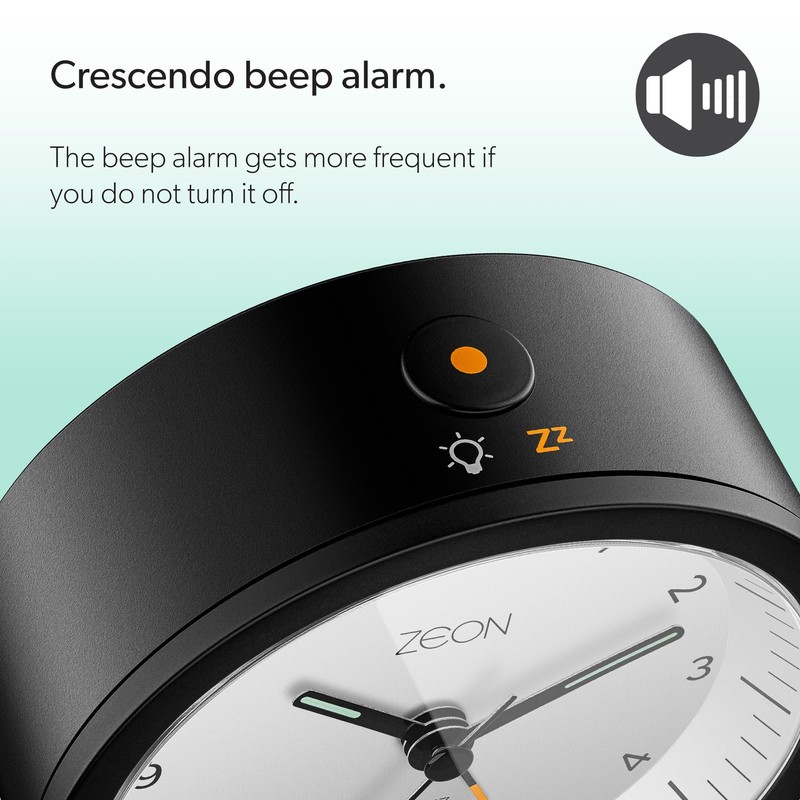 ZEON Round Analogue Alarm Clock with Light and Snooze Function,