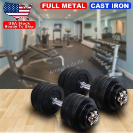 America.deals Adjustable 105 lb Weight Dumbbell Set Home Body Fitness Workout ALL Metal Plates