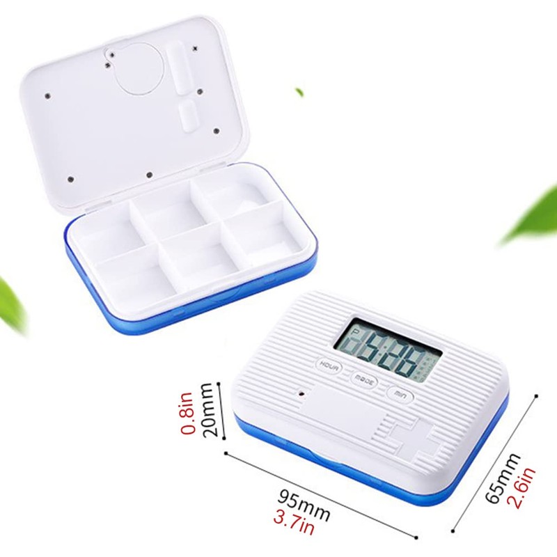 BSTCAR Medication Alarm Clock, 6 Compartments, Mini Portable Electronic Tablet