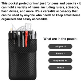 Leather Pocket Protector for Men: A Multi Purpose pocket protectors for shirts - Carbon Fiber Pattern Pocket Protector for Lab Coats | Pocket Pen Holder Accommodates Work Tools Such as Pens