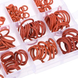 uxcell Silicone Rubber O-Ring Assortment Kit 225 Pieces 15 Sizes Metric VMQ Sealing Gasket Set, Red