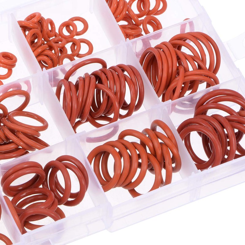 uxcell Silicone Rubber O-Ring Assortment Kit 225 Pieces 15 Sizes