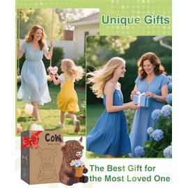 Yeomoo Highland Cow Sculpture Cow Figures with Solar Lights Garden Decoration Room - Funny Highland Cow with Flower Basket Garden Figures - Cow Gifts for Men Women Mum Weatherproof Garden Balcony