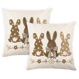 MAZSHTTD Easter Throw Pillow Covers Bunny Pillow Covers 20 x 20 Inch Set of 2 Easter Decoration Rabbit Cushion Case for Bedroom Sofa Couch Easter Holiday Festivals Home Decor White