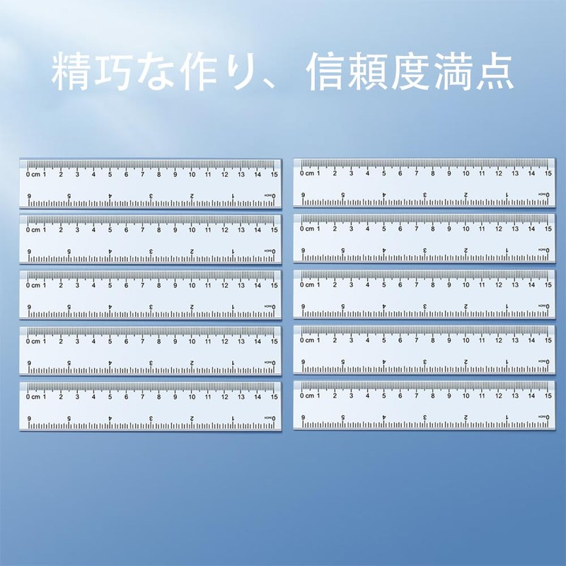 QENLKIX Ruler 8 Rulers 5.9 inches (15 cm), Clear Plastic,