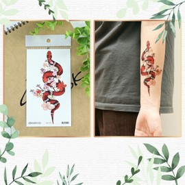 12 Blätter wasserdichte temporäre Tattoo-Aufkleber mit Blumenschlangen-Motiv, personalisierte Mode für Männer und Frauen, Blumen-Arm-Simulations-Tattoo