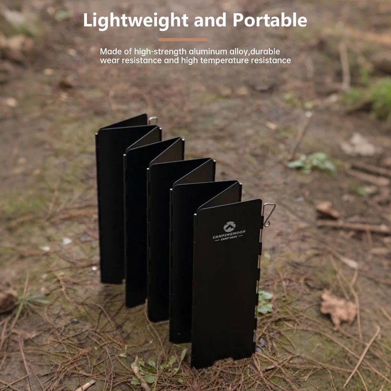 Campingmoon Camp Stove Windscreen,Foldable Aluminum Alloy 10 Plates Wind Shield