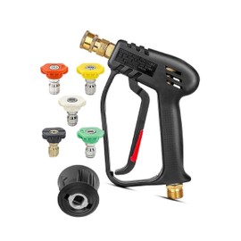 [cmy select] Kärcher Short Gun Nozzle, 5 Types Nozzle Tip, Car Washer, High Pressure Washer, K MINI K2, K3, K4, K5, K6, K7, Applicable Head, Car Washer, Parts, Accessories, Attachment, Quick Connect, Black (Gun + 5 Nozzle Tip a))