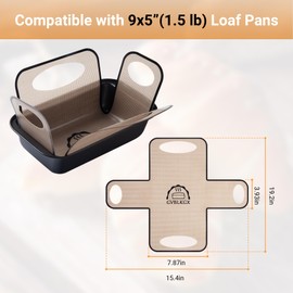 GVBLKGX 2-Pack Reusable Silicone Bread Loaf Pan Liners Fits 9x5 Inch & 1.5lb Loaf Pans, Nonstick, Food-Grade Baking Liner with 4 Handles, Easy Clean