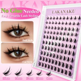 Self Adhesive Eyelashes Mange Pre Glued Lash Clusters 100 pcs D Curl 8-16mm Natural Self Adhesive Lash Clusters No Glue Needed Press on Lashes Individual Lashes No Remover with Tweezer