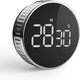 Kitchen Timer, HOMMINI Digital Cooking Timer with Large LCD Display Loud Alarm, One Button Operation Magnetic Countdown Timer, Knob Control, for Kitchen Classroom Homework Fitness and More