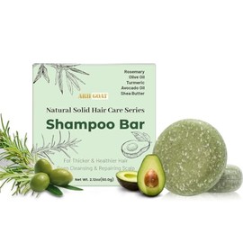 Crownnaturally ARHGOAT - Barra de champú sólido con aceite de romero y aguacate, limpieza profunda y reparación del cuero cabelludo para un cabello má