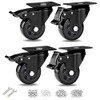 3 Inch Swivel Caster Wheels, Heavy Duty Casters with Brake,Premium Dual Locking Castors with Plate for Cart, Furniture, Workbench, Trolley-1100 Lbs Work Load(16pcs Screws Included)