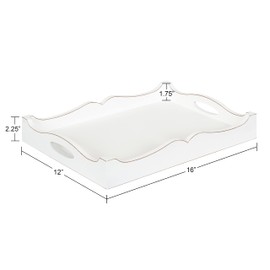 Kate and Laurel Astral Rustic Farmhouse Wood Tray, 17 x 12 x 3, White, Decorative Rustic Tray with Distressed Wood and Whitewash Finish for Farmhouse Decor Scheme