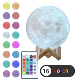 Unbranded 3D Moon Lamp Touch Moonlight LED Night Lunar Light 16 Color USB Changing - 7.1inch
