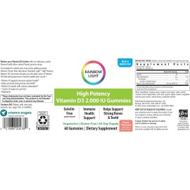 Rainbow light High potency vitamin D3 2,000 IU  60 gummies peach  BB:06/2026