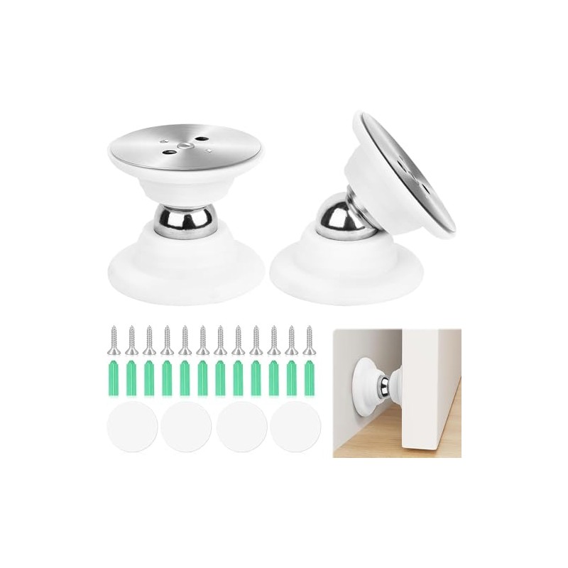 4 Stück Selbstklebend Türhalter Magnetisch, Magnetischer Türstopper Weiß, Türstopper Magnet