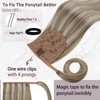 Runature Ponytail Real Hair Blonde Highlight, 30cm, Natural Clip-In Extensions,