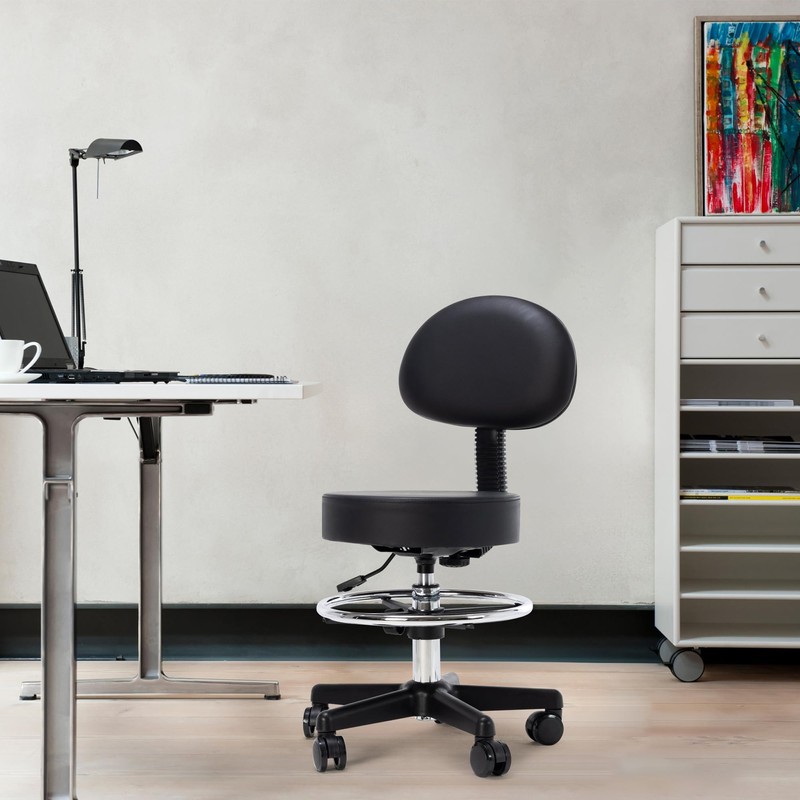Frassie Drafting Chair with Back Adjustable Spa Bar Rolling Stool