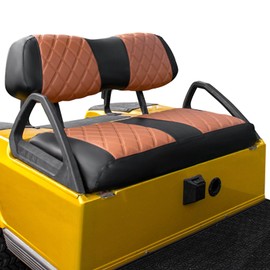 NOKINS Golf Cart Club Car DS 2000.5-Up Diamond Seat Covers Kit, Fits Club Car DS OEM Standard Front Seat Cushion, Golf Cart Vinyl Seat Cover, No Nails Required (Brown and Black)