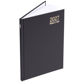 evelay 2027 Diary A5 Week to View - Hardback Planner Organiser Journal with Ribbon Marker - Ideal for Work, School & Personal Planning (A5, Black)