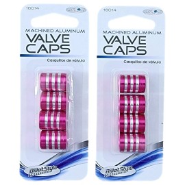 Custom Accessories Lot of 2 Pink Billet Aluminum Style Car/Truck Tire Valve Cap (Pack of 4)
