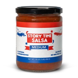 Story Time Salsa – San Marzano Fresh Tomato Salsa - All Natural, Sugar Free, Gourmet Small Batch, No Preservatives - Medium, 16oz.