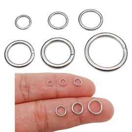 THREENEST 4mm 5mm 6mm 7mm 8mm 10mm Stainless Steel Jump Rings Kit, Metal Round Craft Split Earring Bracelet Necklace Charm Pendant DIY Craft Jewelry Making (Closed Unsoldered 6 Sizes Total 1050PCS)