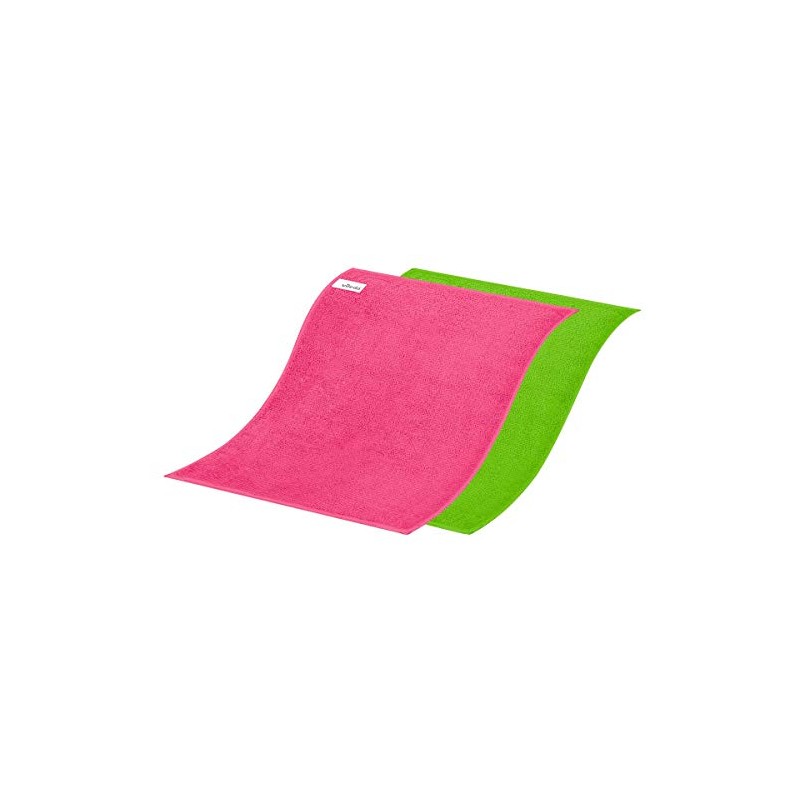 Vileda Colors Floors in Microfibre Cloths, Set of 2, Green/Pink,