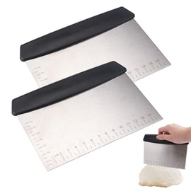 2 Pieces Baking Dough Cutter,Stainless Steel Kitchen Tools, 16x11cm Bench Scraper Kitchen,Ergonomic Handle Dough Scrapers,Food-Safe Cutters for Home Kitchens, Restaurants and Baking Enthusiasts