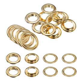 HARFINGTON 10Set Grommets Eyelets 20mm 4/5 Inch Brass Eyelets Kit with Washers for Fabric Curtain Tarps Leather Belt Shoes Bag DIY, Gold