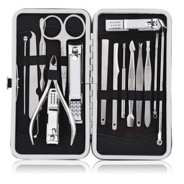 Manicure Pedicure Set Nail Clippers,FomaTrade Stainless Steel Manicure Kit, Professional Grooming Kit, Nail Tools with Luxurious Travel Case (Silver)
