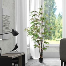 Vickerman Everyday 6' Artificial Potted Black Japanese Bamboo Tree - Premium Lifelike Faux Plant for Home or Office Decor - Maintenance Free Bamboo Tree