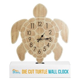 Sea Creations Wooden Wall Clock - Coastal, Nautical, and Beach Themed | Decorative and Aesthetic 16 Inches Timepiece | Ideal Coastal Decor in Bedroom, Kitchen, Living Room, or Beach House | Turtle