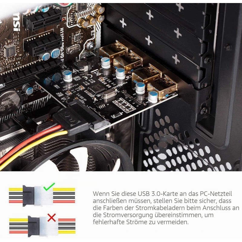 YABOANG USB 3.2 PCI-E Card Gen1 PCI Express 5-Port Card