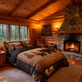 Feelyou Bear Comforter Set Queen Size 7 Pcs Cabin Lodge Bed in a Bag Rustic Wild Animals Bedding Farmhouse Hunting Bed Set with Sheets, Pillowcases, Pillow Covers