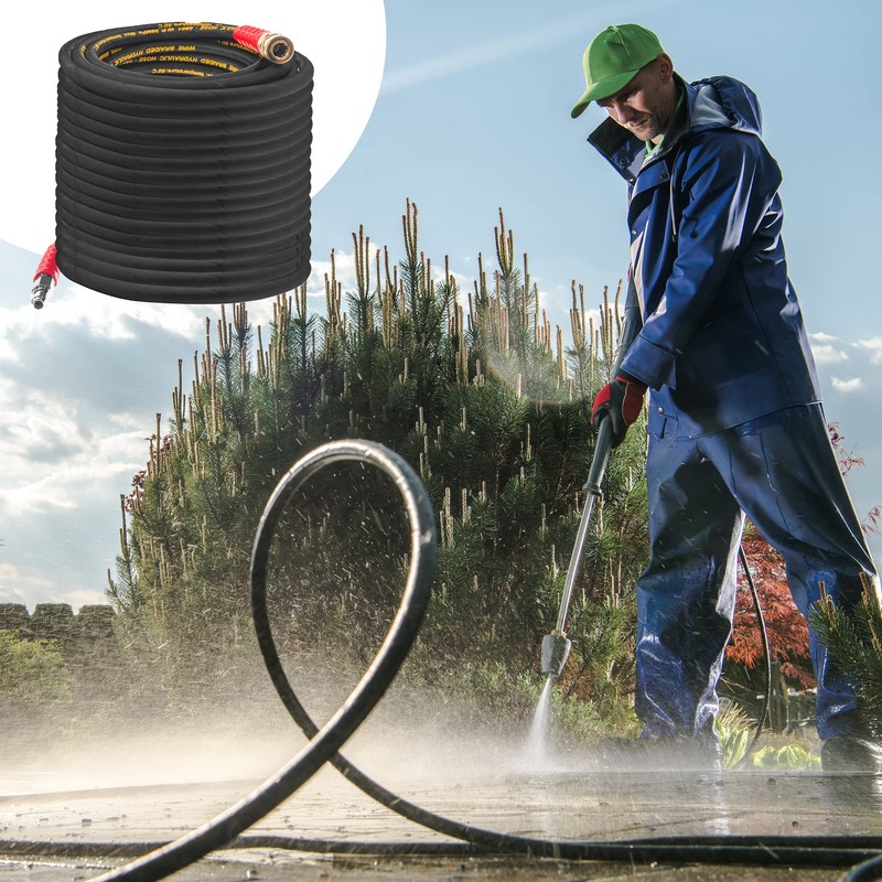 Hourleey 50FT Pressure Washer Hose with 3/8 Inch Quick Connect,