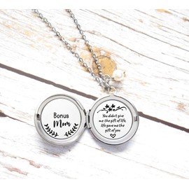 Bonus Mom Gifts for Mother in Law Jewelry Long Locket Necklace for Step Mom Birthday Christmas Valentines Mother's Day Gift for Stepmom Bonus Mom