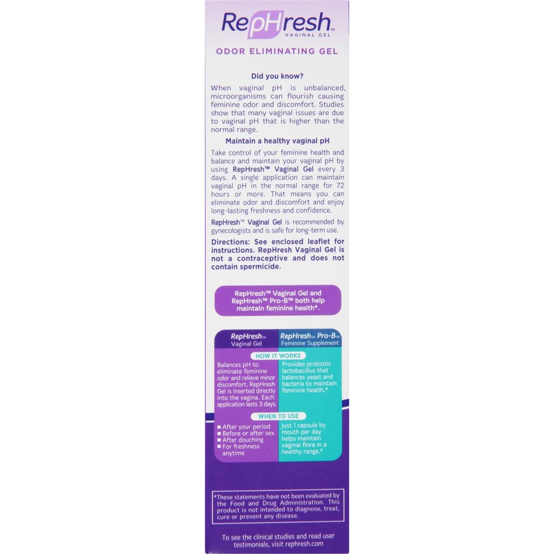 RepHresh Odor Eliminating Vaginal Gel, Feminine Care pH Balance for