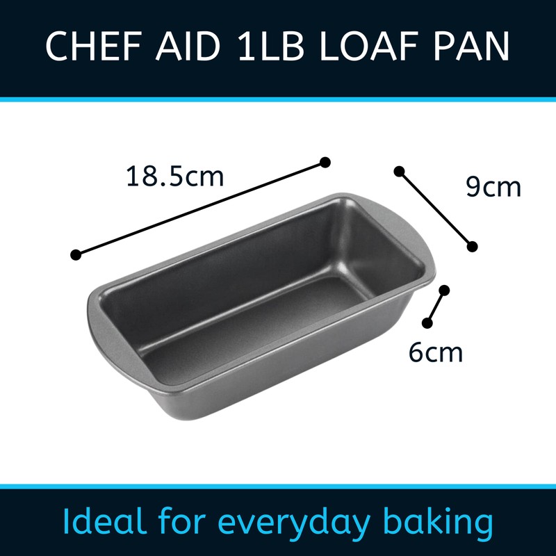 Chef Aid Non-Stick Set of Two, 1lb/454g Loaf Tins, Grey