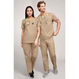 ALLHEART Unisex Scrub Set: V-Neck Top & Drawstring Pant TAN / KHAKI SIZE XXS or 2XS