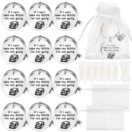 Shknldzsm 36 Pcs Book Lovers Gifts Set Book Lovers Keychain Thank You Tags and Organza Bags Bookworm Keychain Book Club Keyring for Writers Librarian Bibliophile Reader Lover Gift