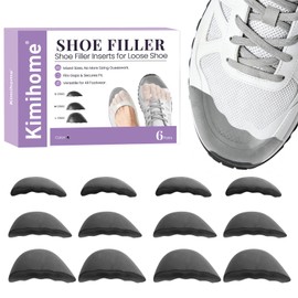 Shoe Filler Insert for Too Big Shoes - (S/M/L in One Box) Kimihome 6 Pairs Toe Inserts to Prevent Slipping, Size Reducer Make Shoes Fit Tighter for High Heels, Toe Cushions for Women Men - Black