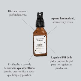 Remedios del Bosque Mist Tónico Facial Multiusos Hidratante de Jazmín y Rosas Balance, 60 ML.