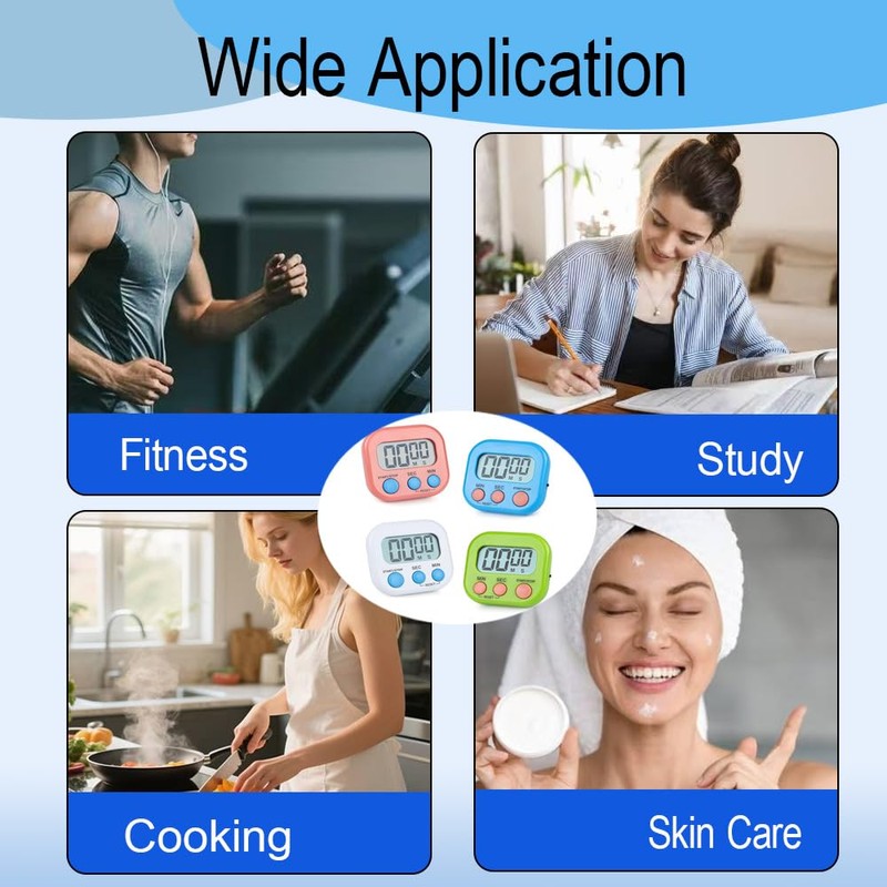 4 Pcs Digital Timer Kitchen Timer, Magnetically Attracted Countdown Stopwatch,