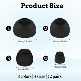 Extra Small Earbuds Tips Replacement Earbud Tip Soft Silicone Earbuds for in-Ear Headphones Extra Small Ear Tips for in Ear Earbuds(16pcs,Black,White)